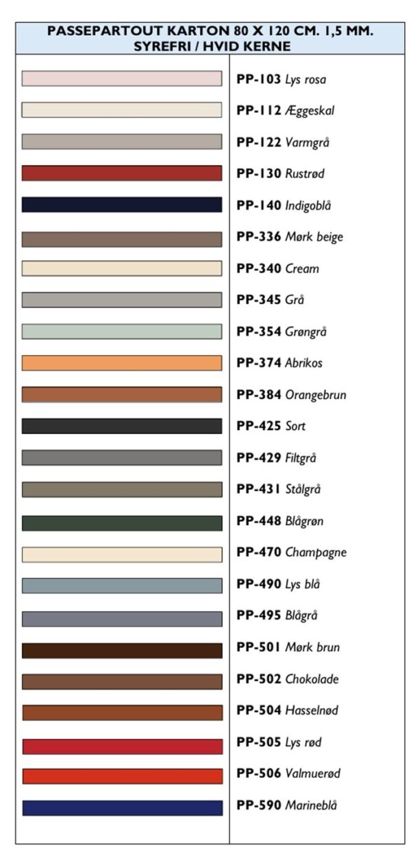 FARVET PP-KARTON 80 X 120. 1,5 MM. / SYREFRI / HVID KERNE
